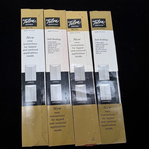 Neckline Talon Metal Nylon Coil Zippers Assorted Colors & Sizes NIB 1960s - Picture 4 of 4